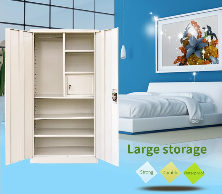 for Office furniture staff adult cabinet 2 Door Clothing Steel Cupboards For Clothes Cabinet Locker Bedroom Wardrobe