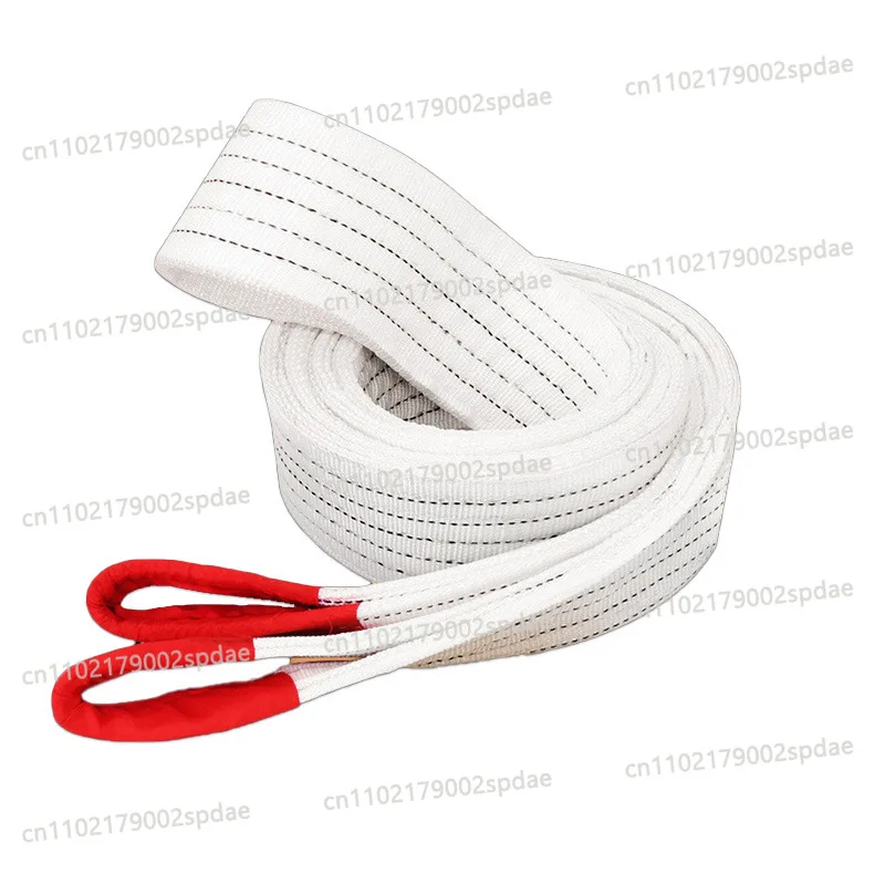 Large Tonnage Flat Lifting Belt Polypropylene Double Buckle Widened White Crane Cargo Lifting Strap
