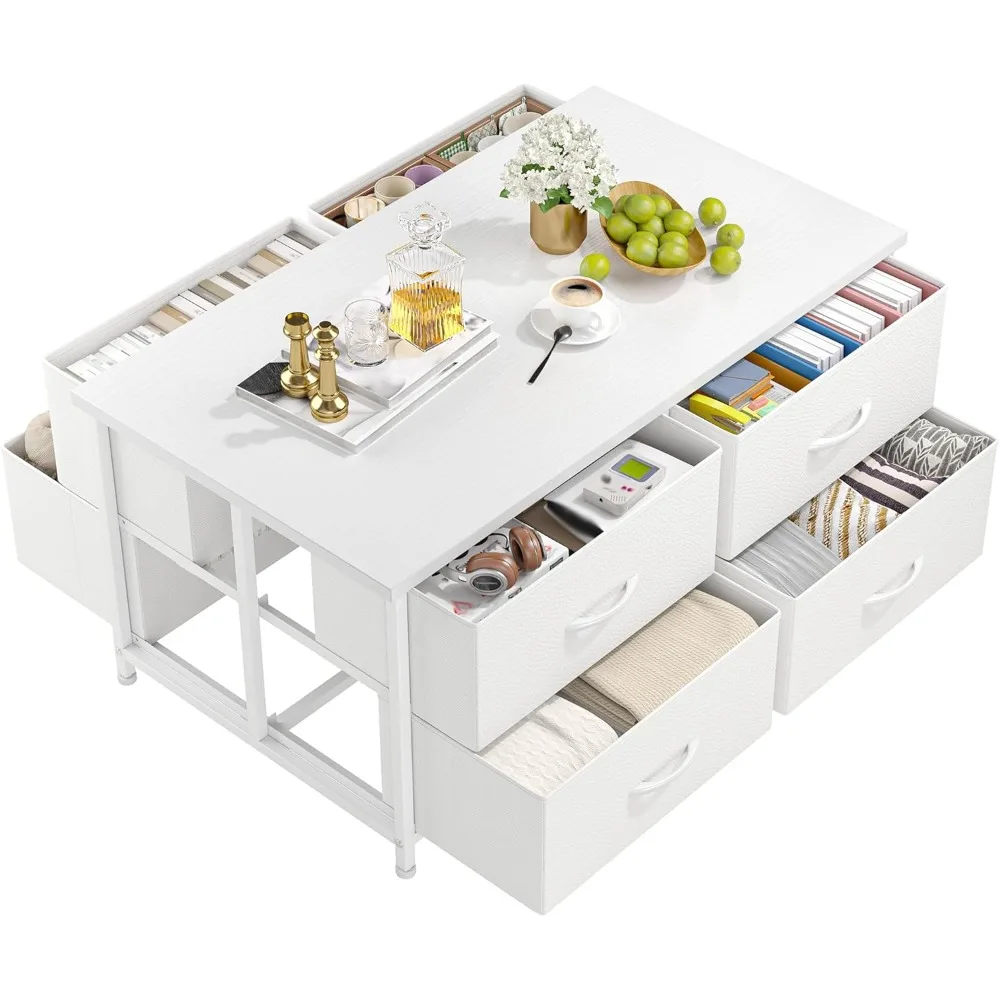 

Coffee Table with Storage, Modern Coffee Tables for Living Room, Black Center Table with Fabric Drawer and Large Hidden Space f