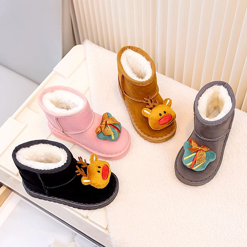 

Kids Snow Boots Winter Fashion Non-slip Children's Boots Skiing Solid Pattern Warm Soft Thick Bottom Children's Shoes