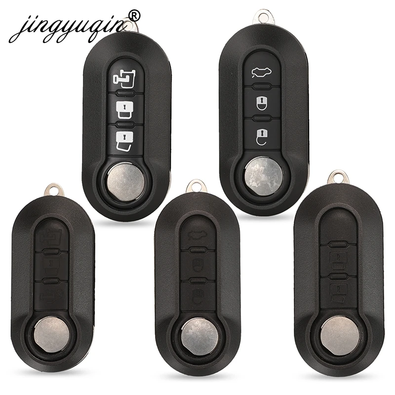 jingyuqin 2/3BTN Remote Car key Shell Case For Fiat 500 Panda Punto Bravo Ducato Peugeot Boxer Citroen Jumper Auto Uncut Blade