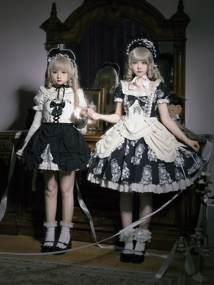 2025 신상 자수 로리타 스윗 로리타 소녀 티 파티 반팔 의류 애프터눈 티 파티 드레스