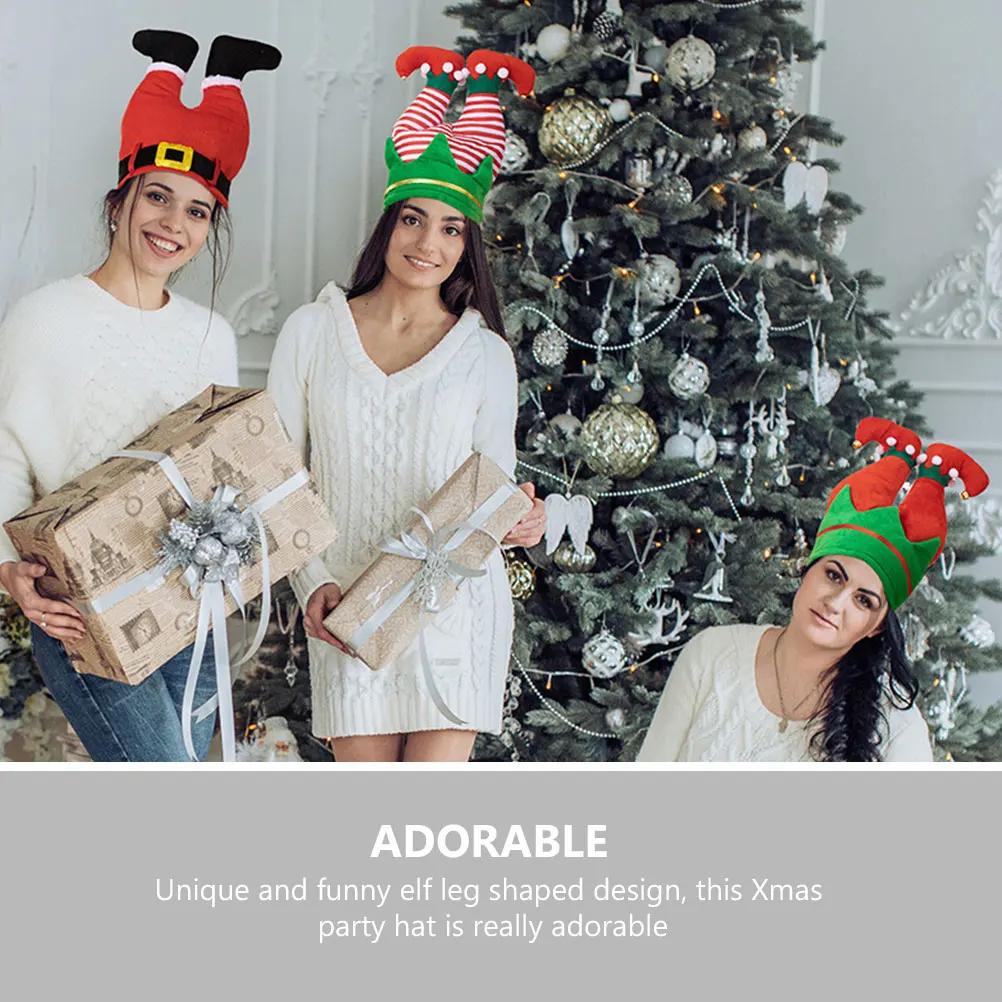

Christmas Hat 1 Elf Leg Style Festive Party Headwear Men Women Kids Family Fun Holiday Celebration Decor