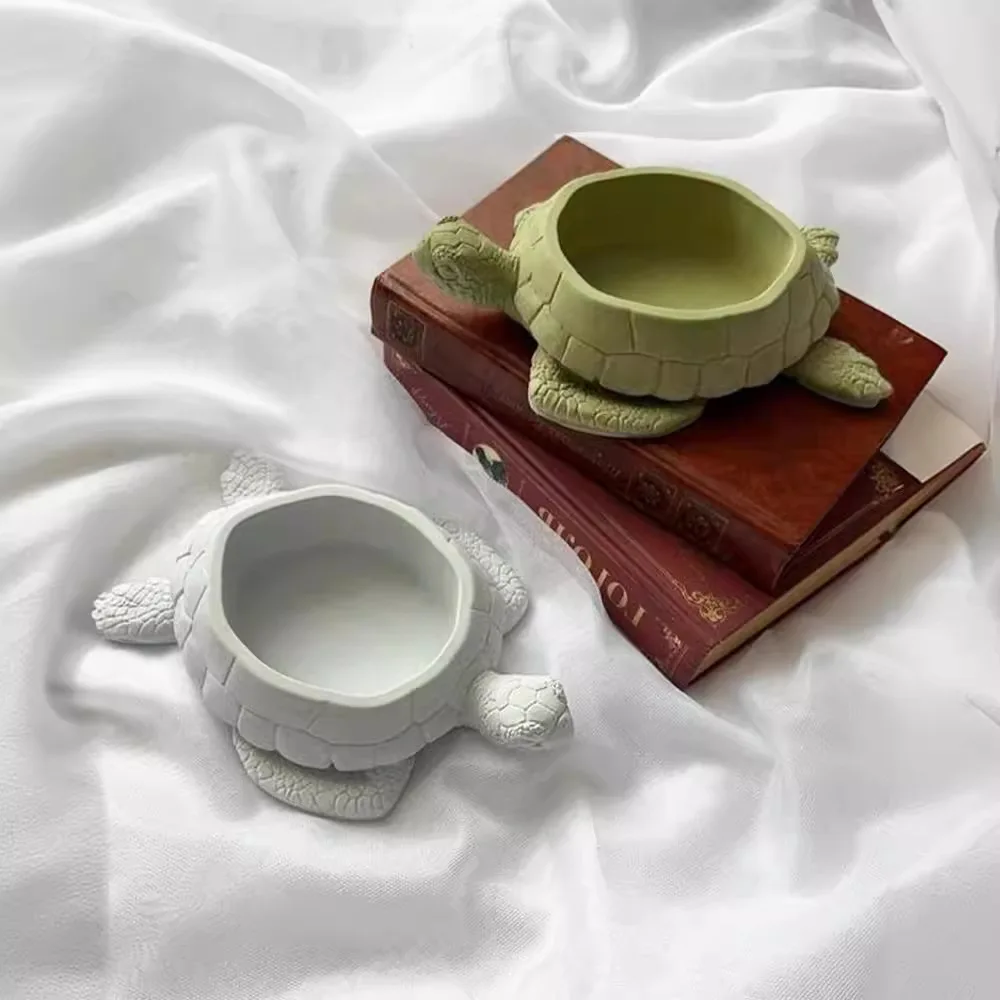 Beautiful Turtle Candle Cup Plaster Mold Sea Turtle Handmade Soy Wax Candle Container Succulent Planter Silicone Mould