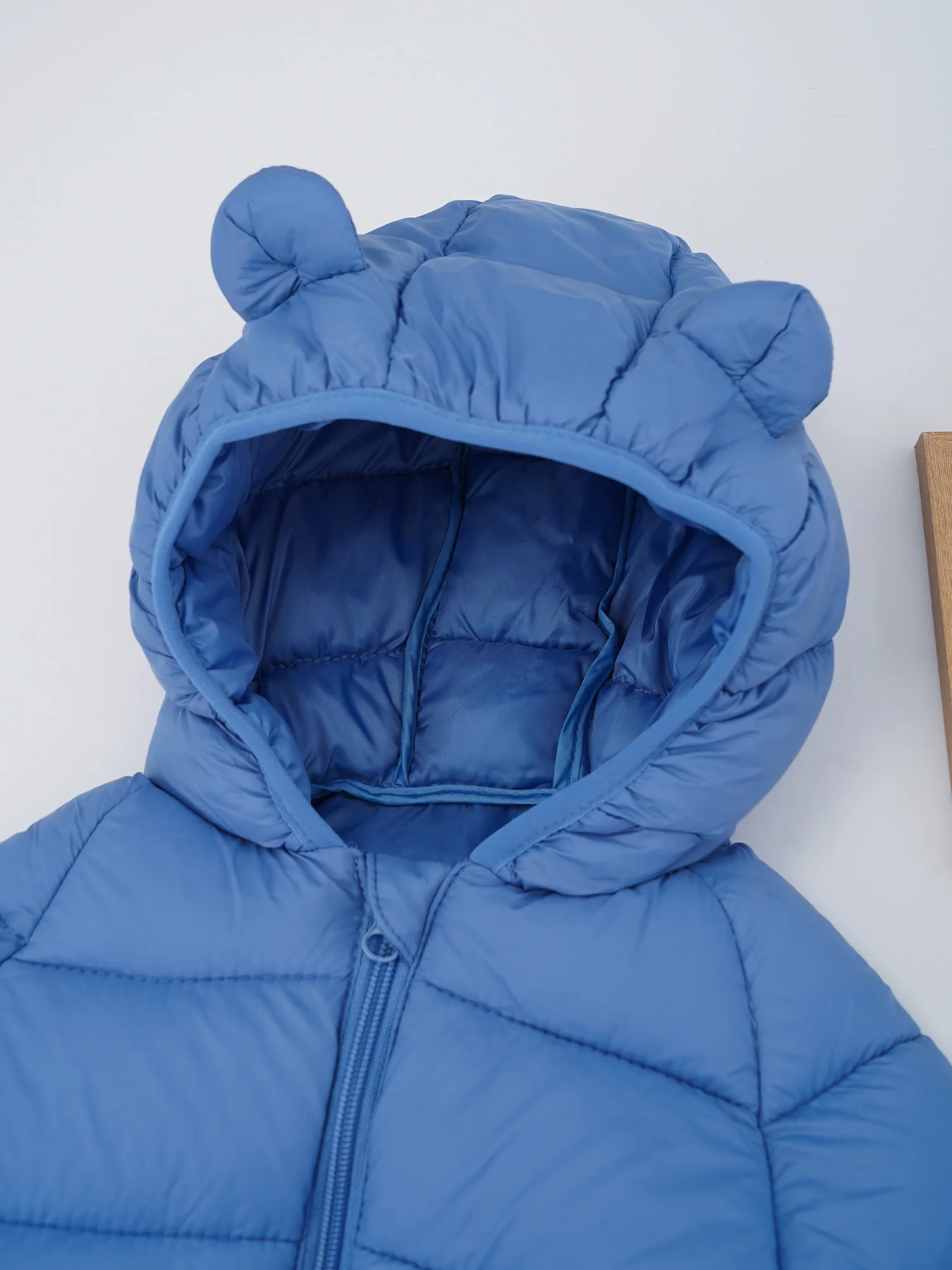 طفل رضيع الشتاء معطف مقنع دافئ مبطن سترة منتفخة لطيف الدب خفيفة الوزن أسفل ملابس خارجية سحاب أكمام طويلة سترة واقية #5