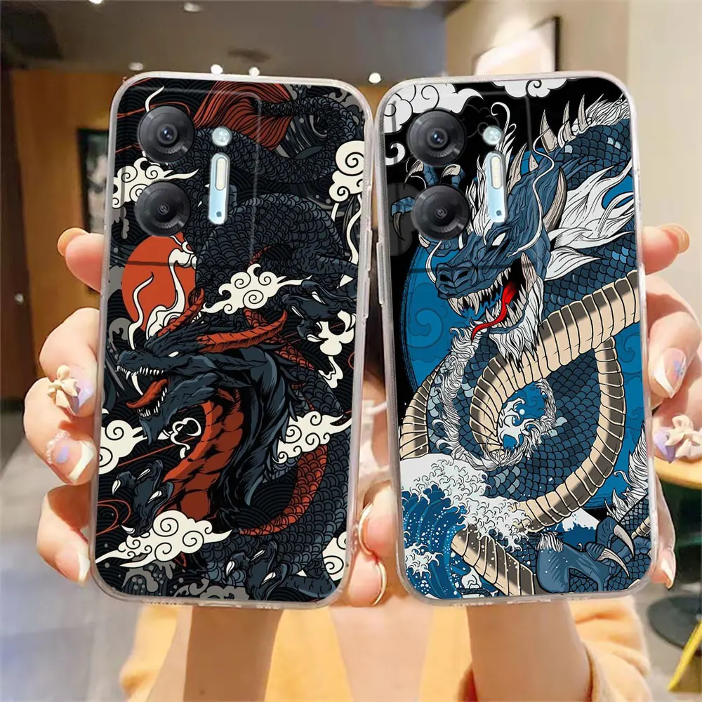 Clear Phone Case For Infinix HOT 9 11 12 12i 20 20s 30 30i POVA 2 3 4 PRO PLAY Case Funda Coque Shell Symbol Of Dragon And Tiger