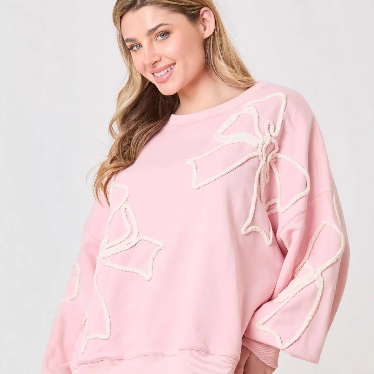 Y2K Women's Valentines Day Bow Sweatshirt Cute Graphic Lantern Long Sleeve Shirt Oversized Pullovers Tops