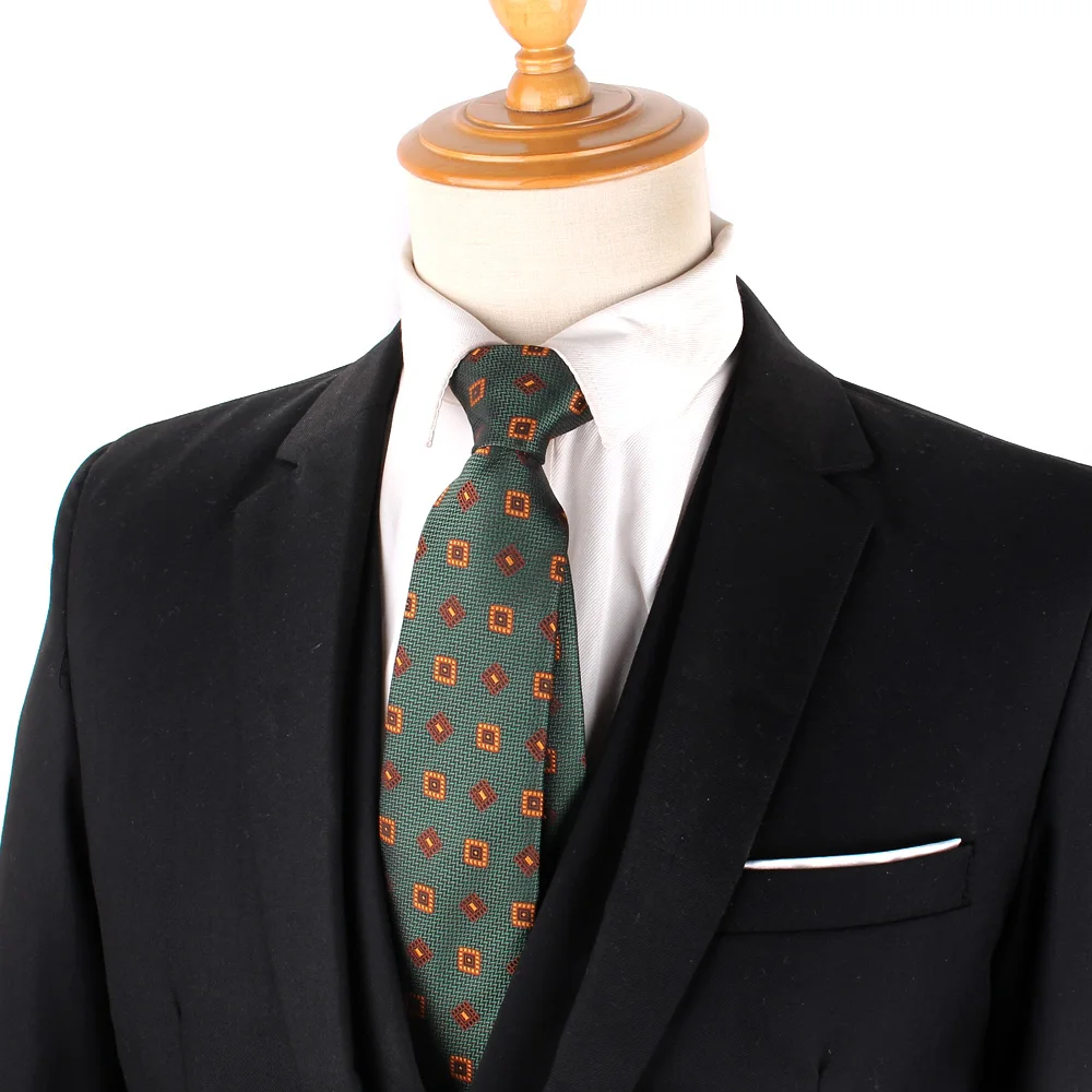 Retro Fashion Tie With Striped Dark Green And Stripe Pattern Neckties For Men Handcrafted For Business Suits And Wedding