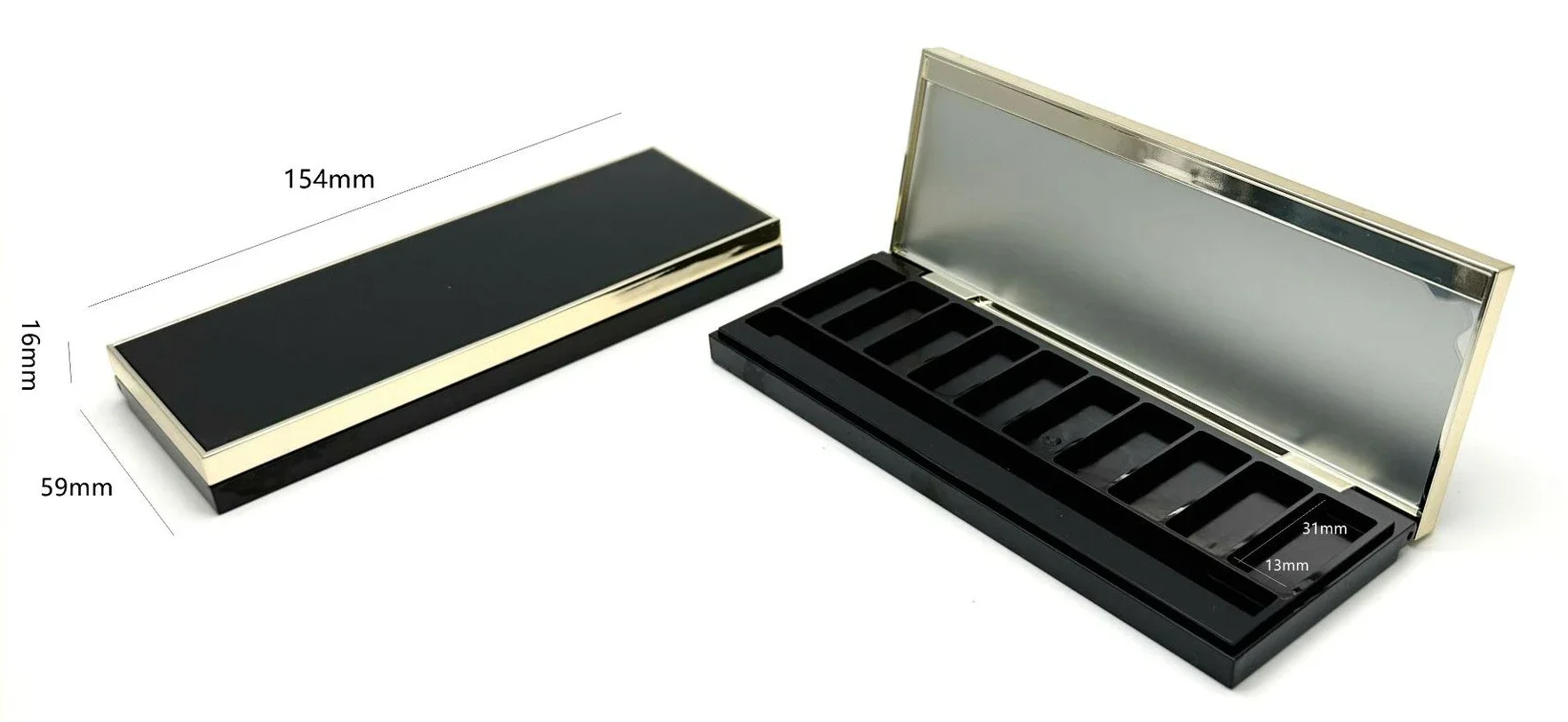 New 10g Rectangular Magnetic Buckle Eyeshadow Box with Top Sheet 10-color Eyeshadow Disc Empty Box