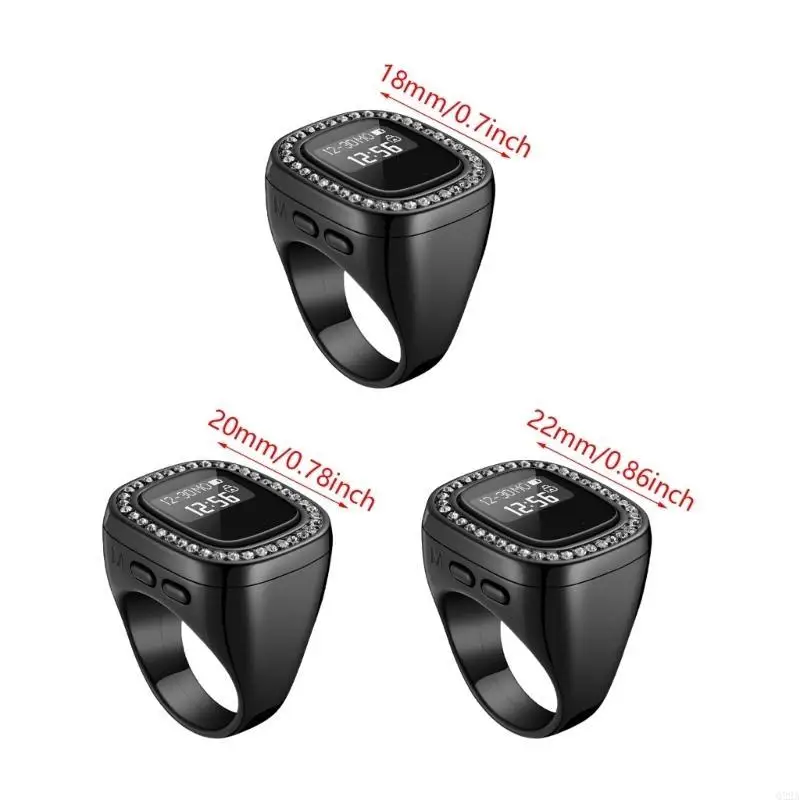 

Q22A Large Tasbih Finger Counter Rings Intelligent Azan Alarm Vibration Reminder Electronic Tasbih Finger Counter for Prayer