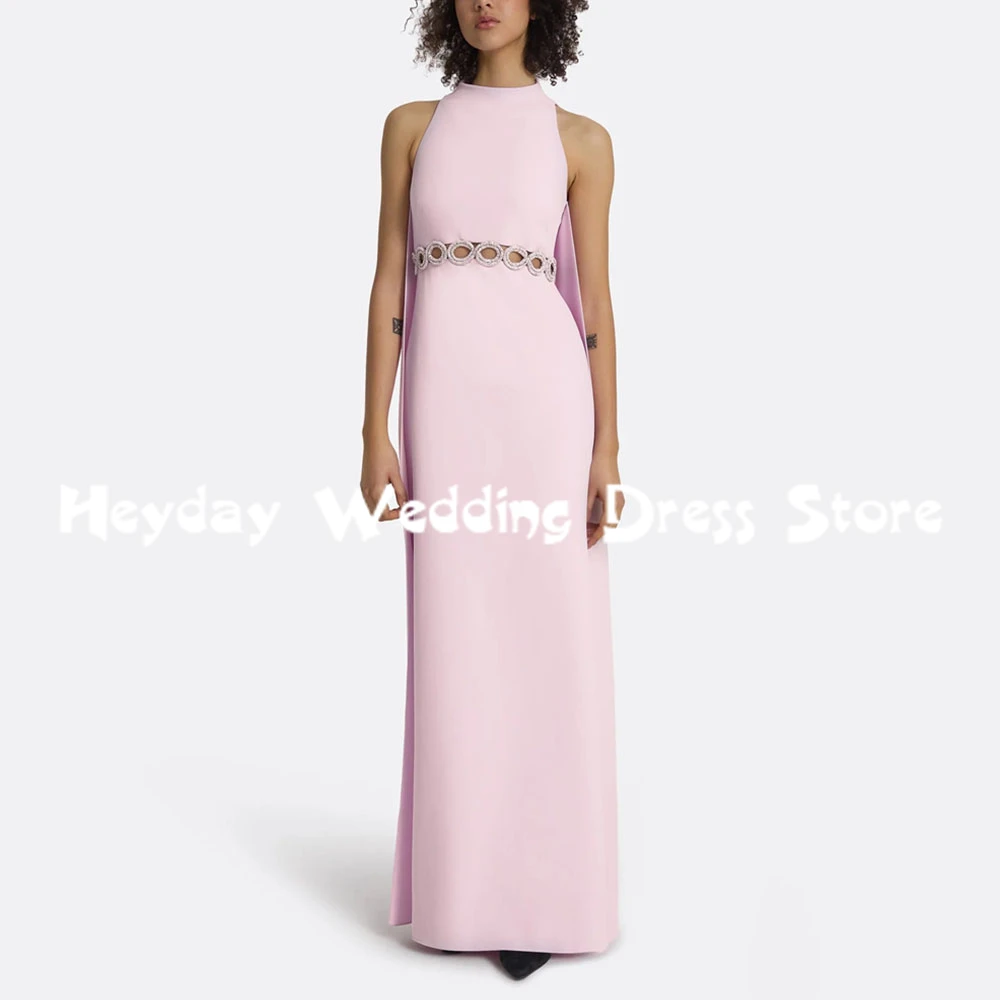 

Heyday Women's O-neck Straight Sashes Simple Evening Dresses Sleeveless With Shawl Floor-Length Formal Elegant Dresses 2025