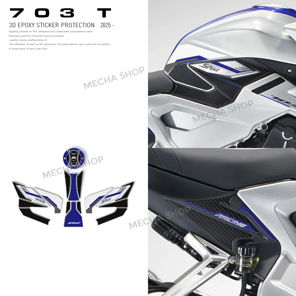 703F 2025 Motorcycle 3D Epoxy Resin Sticker Protection Kit for Zontes 703 T Hand Guard Protection Sticker Tank Pad Kit