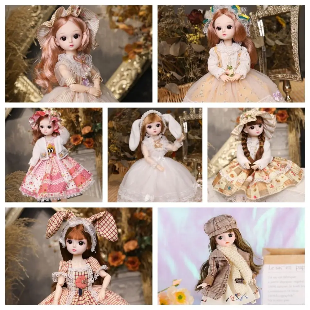 Beautiful Plastic 30CM Movable Joint Doll Safety Princess Toy Girl Dress Up Toys With Music 3D Makeup Doll Children