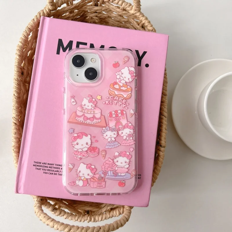 لطيف كعكة الفراولة مرحبا كيتي الدب لينة سيليكون جراب هاتف آيفون 13 14 15 16 برو ماكس الكرتون جميل Kuromi الغطاء الخلفي #3