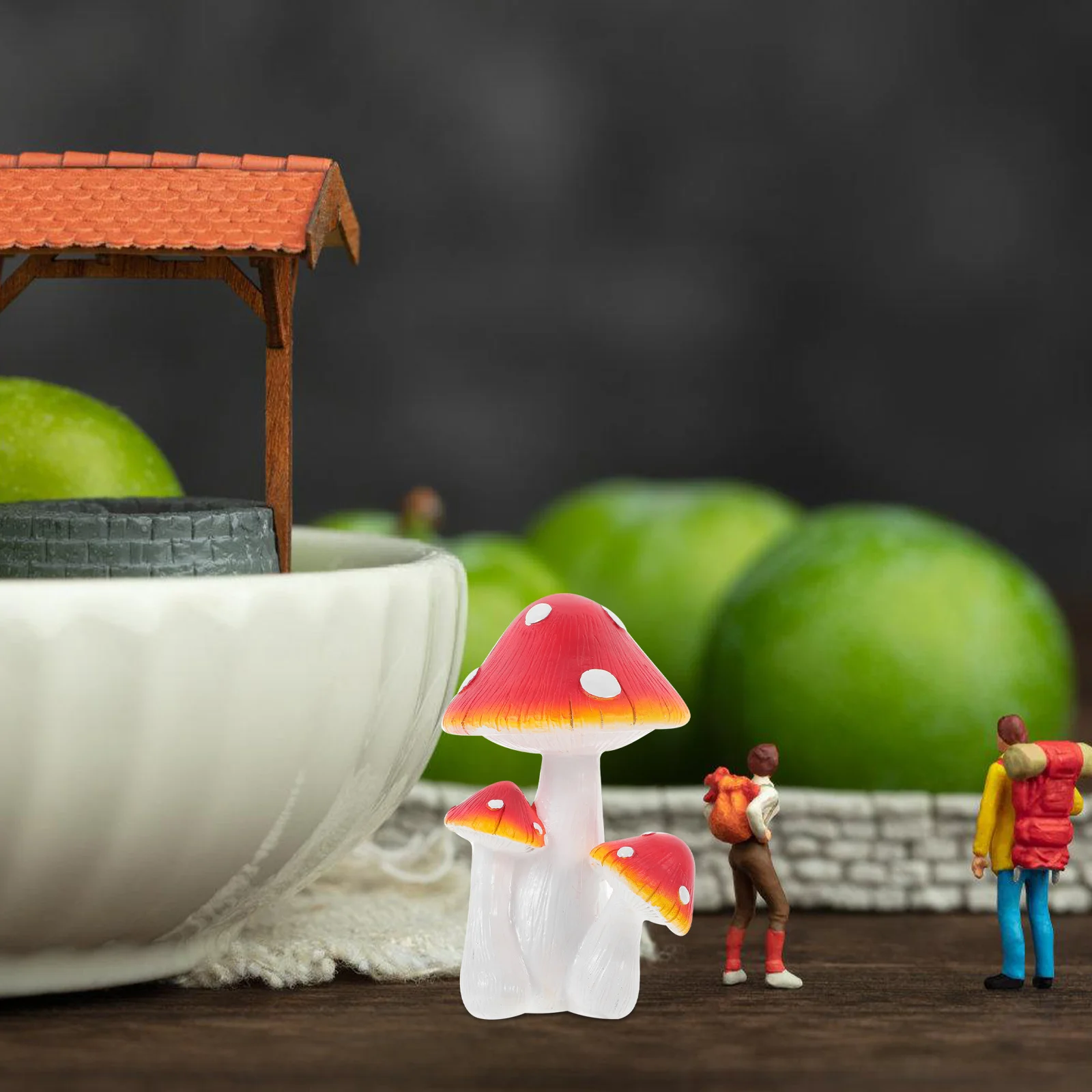 الفطر الراتنج التماثيل حديقة صغيرة الديكور طاولة طعام الزينة مصغرة المشهد الدعائم تمثال الفطر مصغر #6