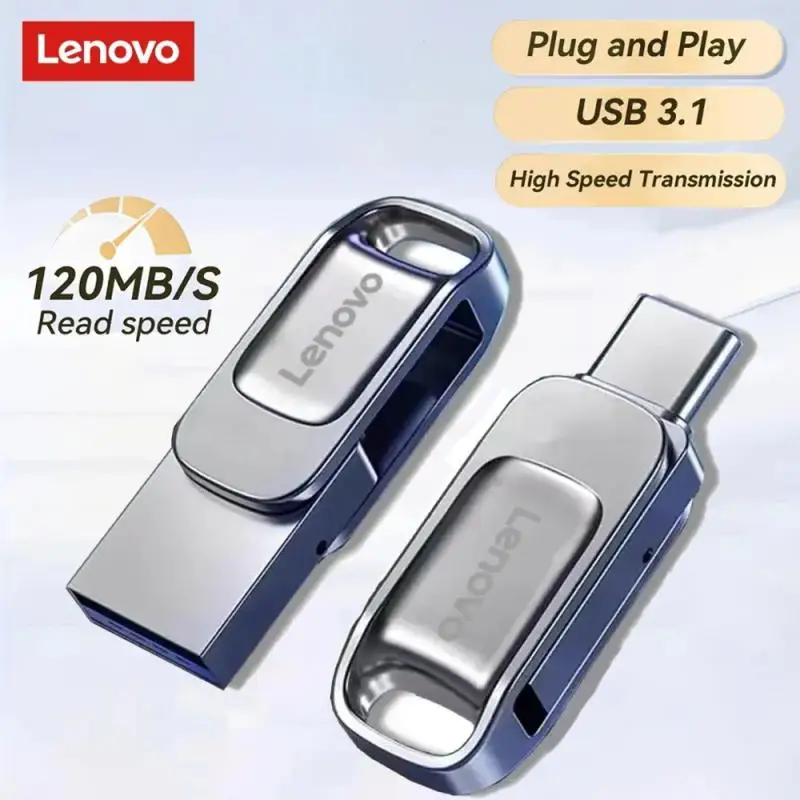 

Lenovo 2TB USB 3.1 Flash Drives Type C High Speed Metal Pendrive 1TB Portable 2-IN-1 USB Drive Waterproof Memoria USB Flash Disk