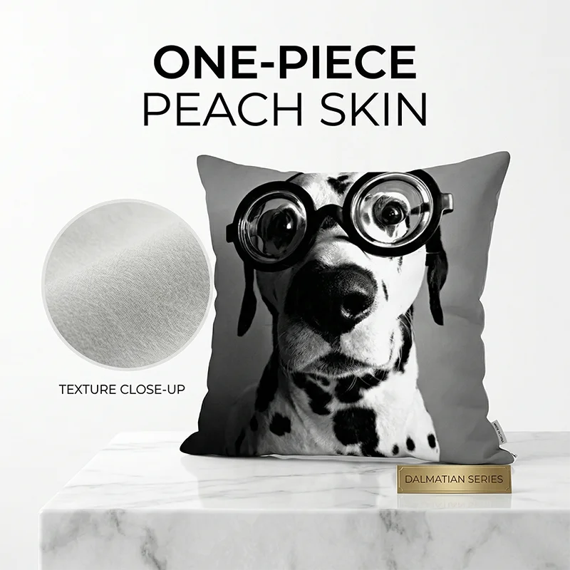 

Funny Dog with Glasses Cushion Covers Pillowcase Animal Print Throw Pillow Case Sofa Living Room Home Decor Peach Skin