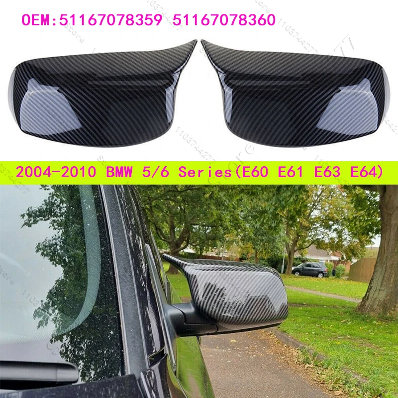 For 2004-2010 BMW 525i 528i 530i 535i 545i 550i 645ci 650i (E60 E61 E63 E64) Side Mirror Cover Caps 51167078359 51167078360