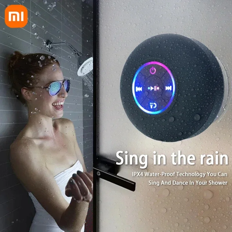 Xiaomi سماعة لاسلكية تعمل بالبلوتوث المتكلم LED IPX4 مقاوم للماء مكبر الصوت في الهواء الطلق الحمام كبير شفط كأس صندوق صوت ستيريو