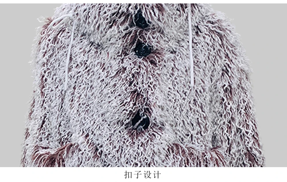 Nerazzurri Autumn Winter Oversized Thick Warm Soft Hairy Faux Fur Coat Women with Hood Single Breasted Luxury Designer Clothes