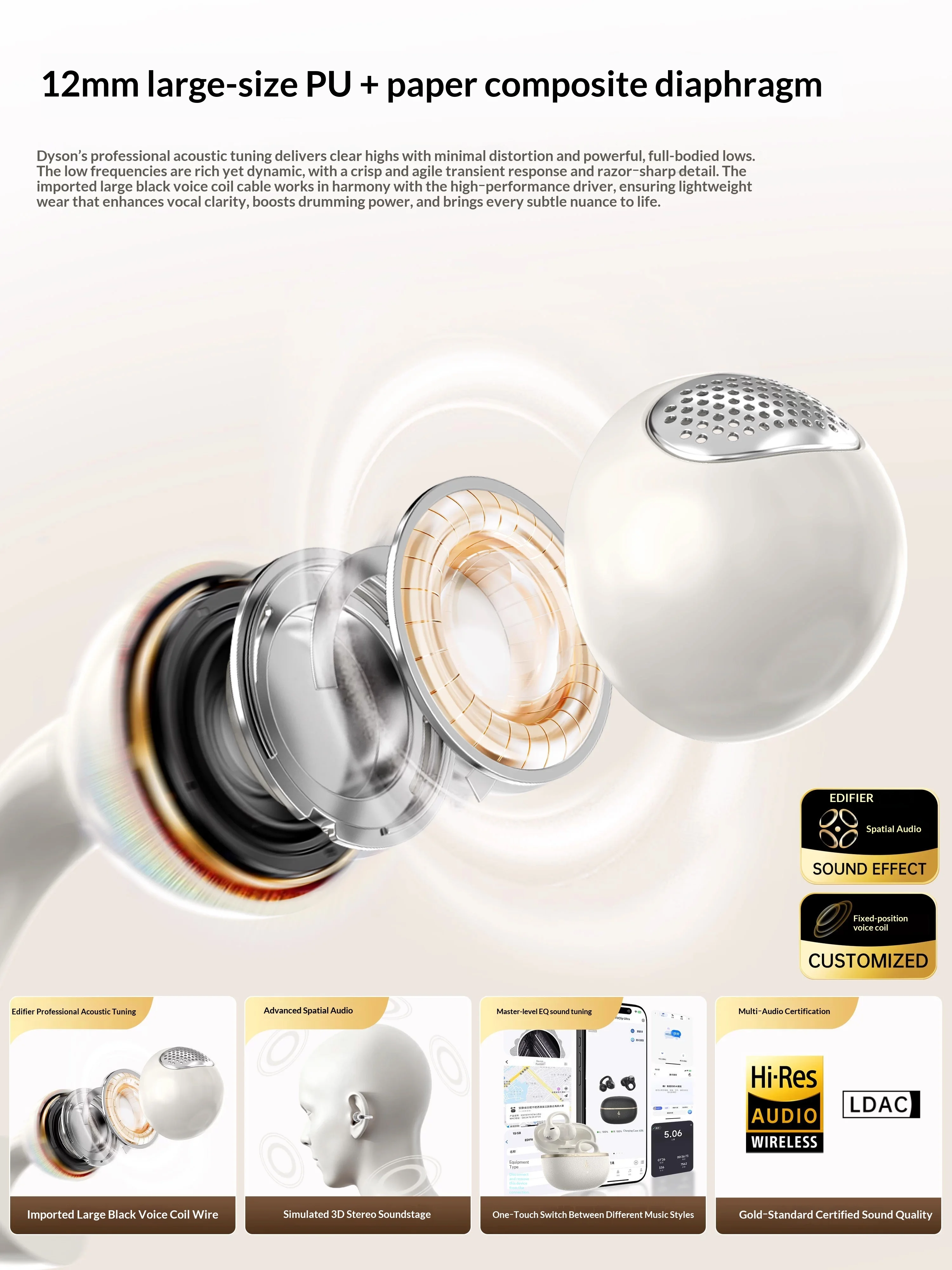 New Edifier FitClip Ultra AI Ear Clip Bluetooth Headphones Open Ear Sport Wireless Earphones IP56 Waterproof 36H Playtime