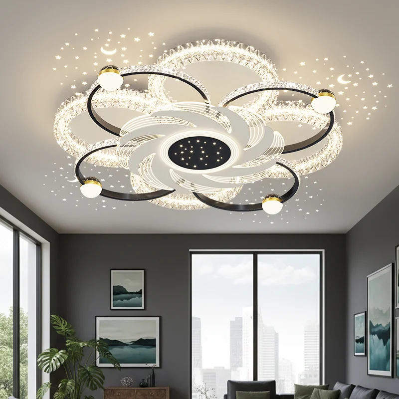 Living Room Lamp Round Fan Ceiling Lamp Luxurious And High-End Style- Modern And Simple- Elegant-Full