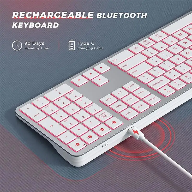 Mofii RGB Wireless Bluetooth Keyboard Full Size Multi-Purpose Rechargeable Keyboard Backlight Gaming Keyboard for Tablet PC