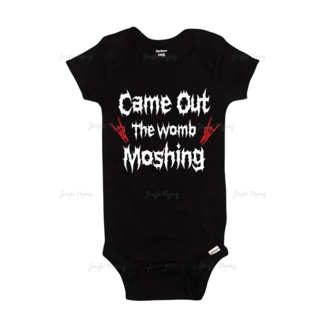 Unisex Milk Body Suite Goth Gothic Baby Devil Horns Heavy Metal Tattoo Art Design Baby One Piece