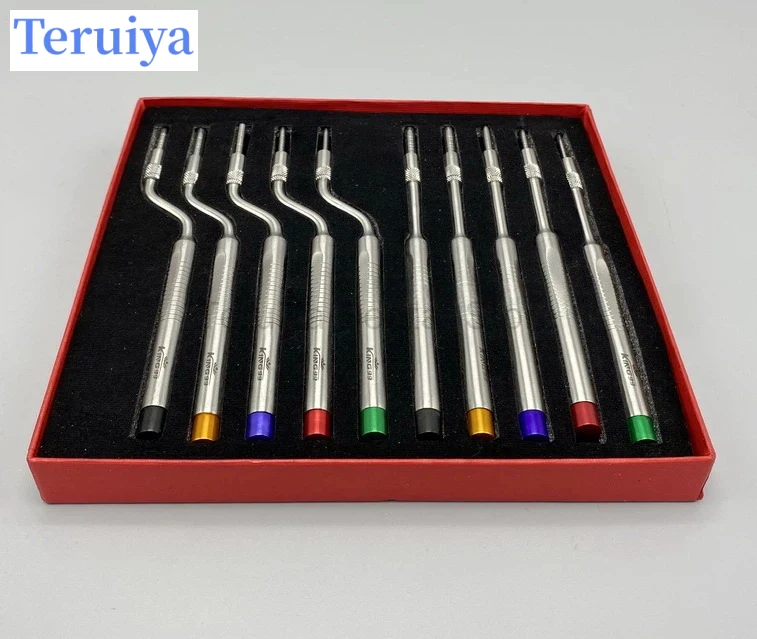 10 Pcs Dental Implant Osteotome Set - Maxillary Sinus Lift Instrument with Concave Convex Tips