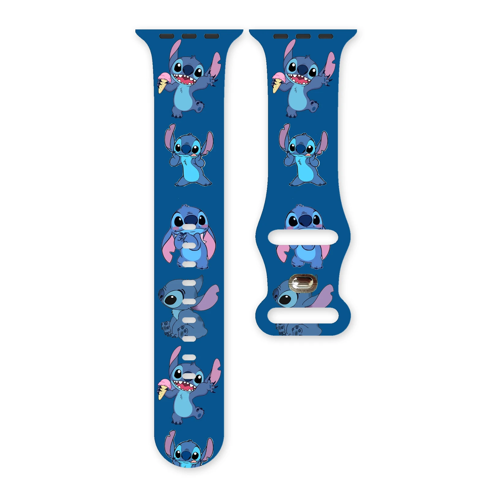 

Ремешок для часов с принтом Disney Stitch 4 для Apple Watch 11, 10, 9, 8, 7, силиконовый ремешок, сменный браслет для iWatch 46 мм, 44 мм, 42 мм