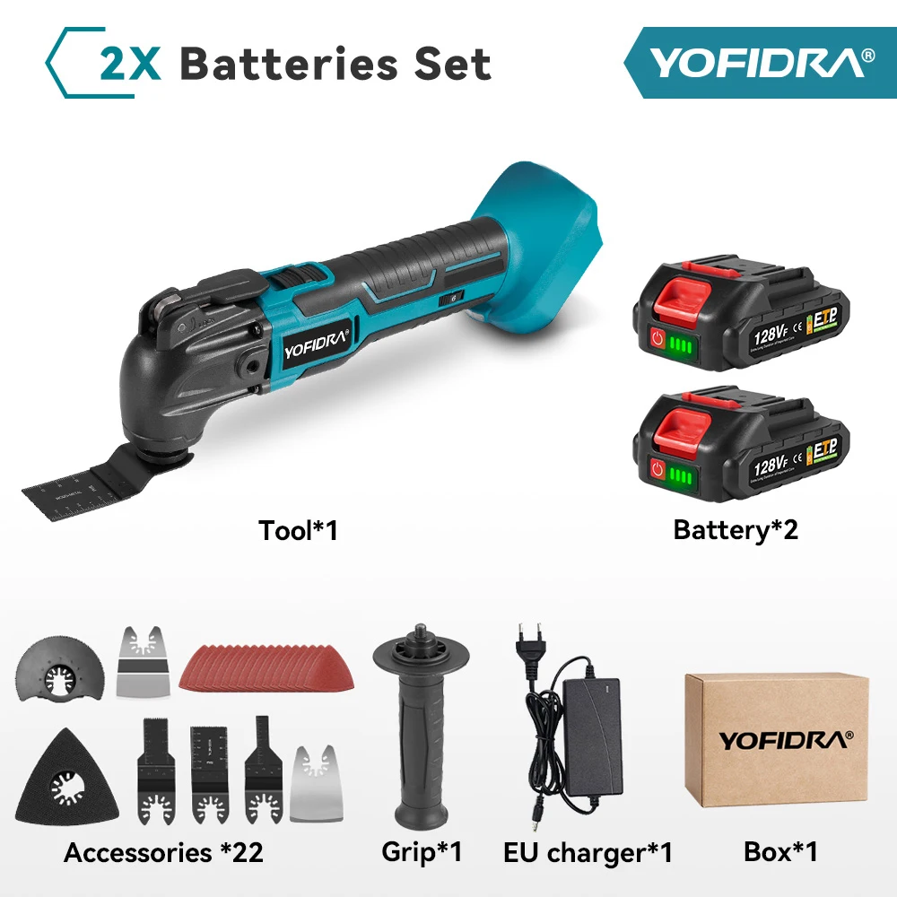 YOFIDRA 6-Gang-Oszillier-Multitool mit 20.000 OPM Elektrisches Holzbearbeitungs-Renovierungs- und Trimmerwerkzeug für Makita 21V Akku