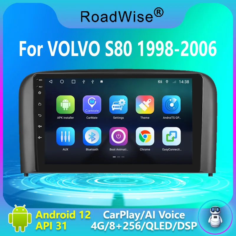 

Roadwise Android 12 Car Radio For Volvo S80 1 1998 - 2004 2005 2006 Multimedia Carplay 4G Wifi GPS DVD 2DIN DSP Autoradio Stereo