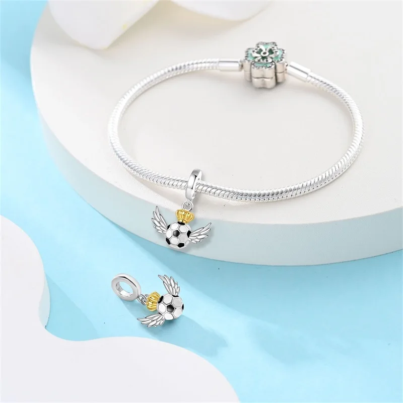 

Original 925 Sterling Silver Lucky Football Charms Pendant Fit 3mm Original Bracelet DIY Women Exquisite Birthday Jewelry Gifts