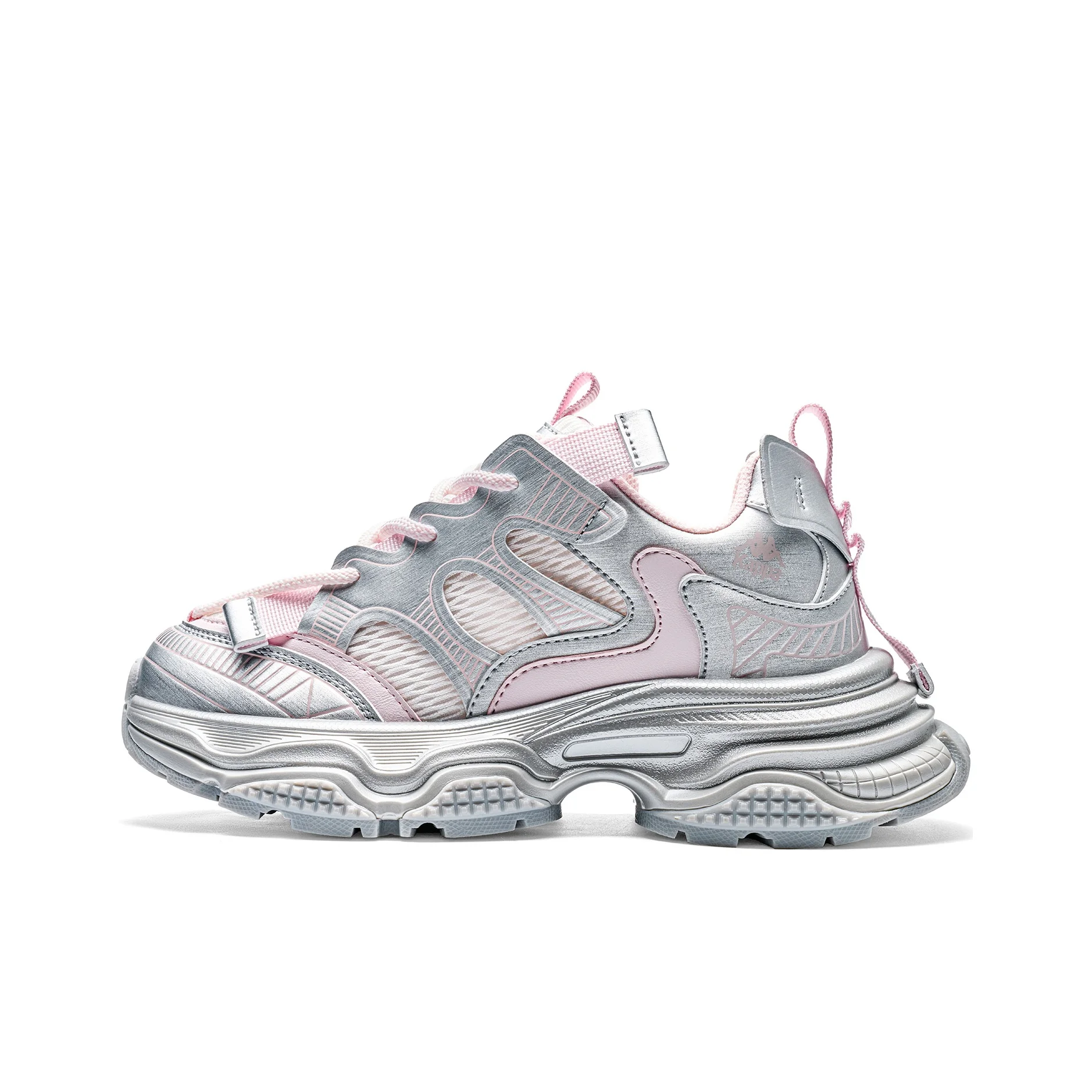 Kappa First Clear Sky Back to Back Slip Resistant Abrasion Resistant Low top Chunky Sneakers Women's Silver Pink K0E25MC62J-171