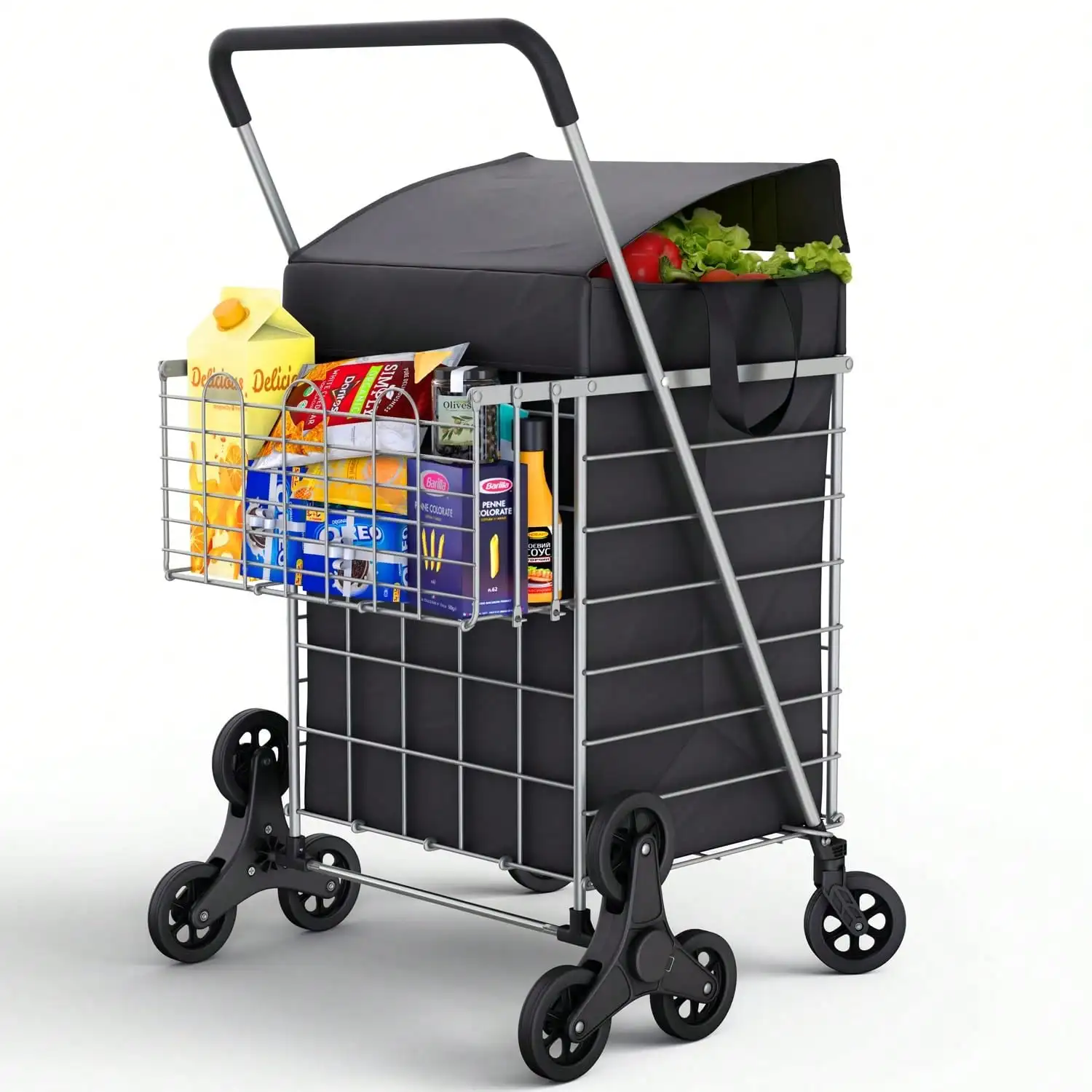 

Stair Climbing Shopping Cart/Portable Shopping Cart - With Waterproof Basket Lining And 360 ° Rotating Wheel | Foldable, Lightwe