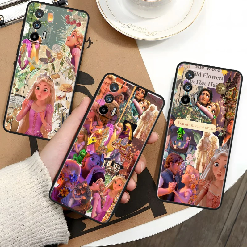 Disney Beautiful Tangled Black Phone Case For OPPO Realme 10 C2 3 11 20 21 31 30 33 35 55 X2 GT Pro Plus Master Shell Cover Capa