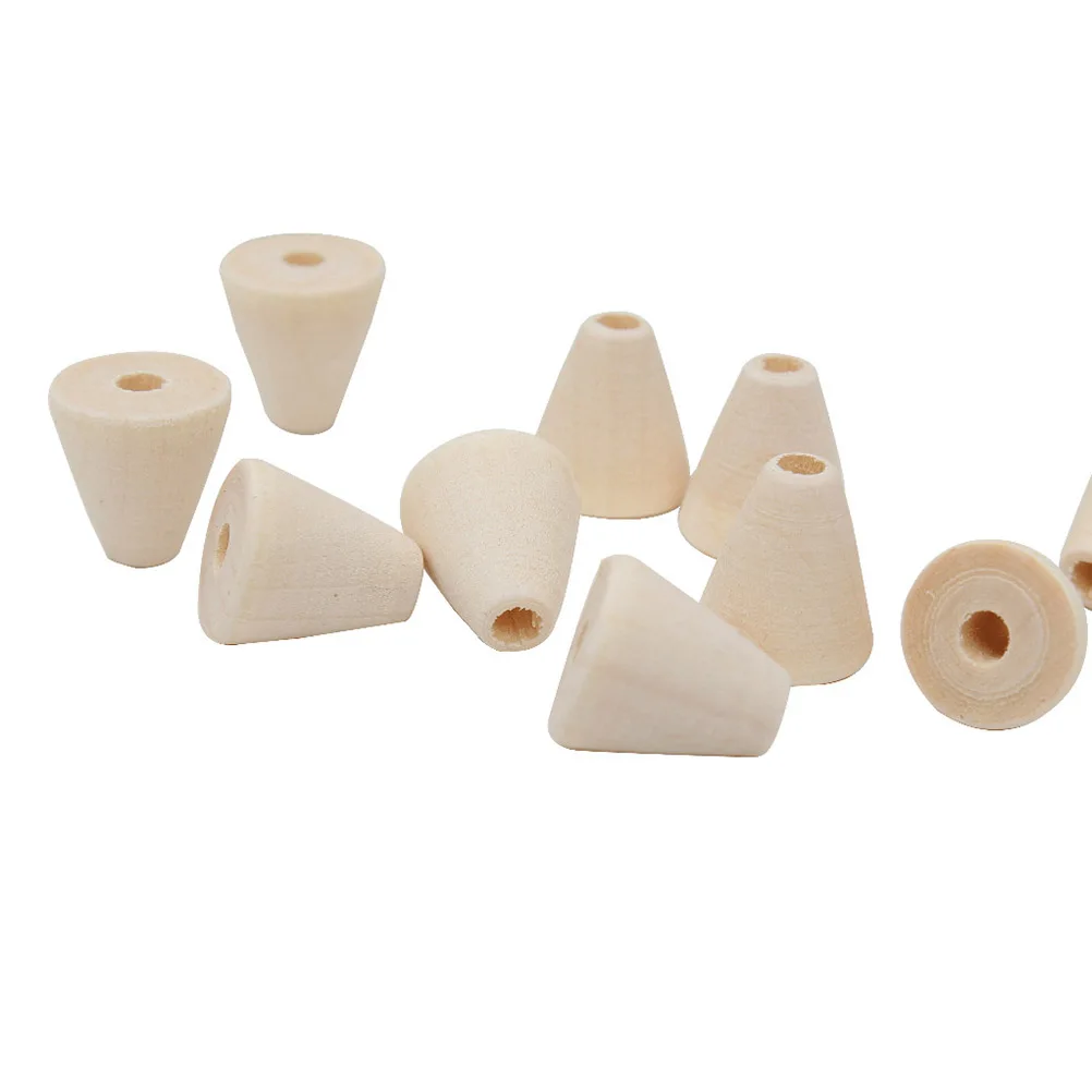 100 Pcs Beaded Toys DIY Beads Kit Wooden Bracelet for Jewelry Making Cone Shape