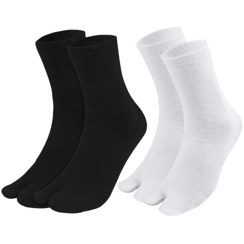 

2 Pairs Silicone Non-slip Split Toe Mid-calf Socks Anti-skid with Toes Separated for Women Casual High Ankle Silica Gel