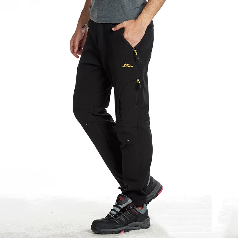 2024 Thermal Fleece Pants Men Waterproof Outdoor Work Trousers Winter Thick Hiking Pants Wear-resisting Windproof Camping Pants
