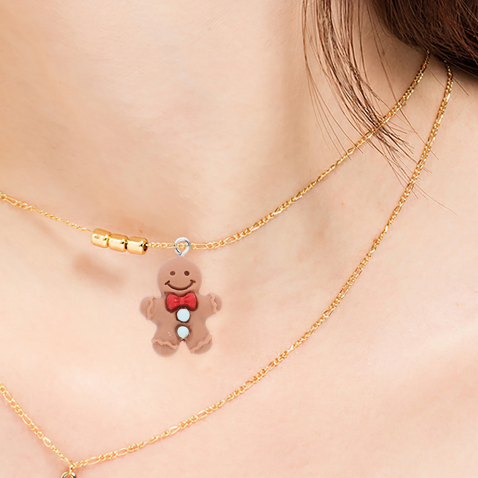 

20pcs Gingerbread Man Resin Charms Shaped Pendants for Necklace Earrings Bracelet Keychain DIY Accessories Christmas Jewelry