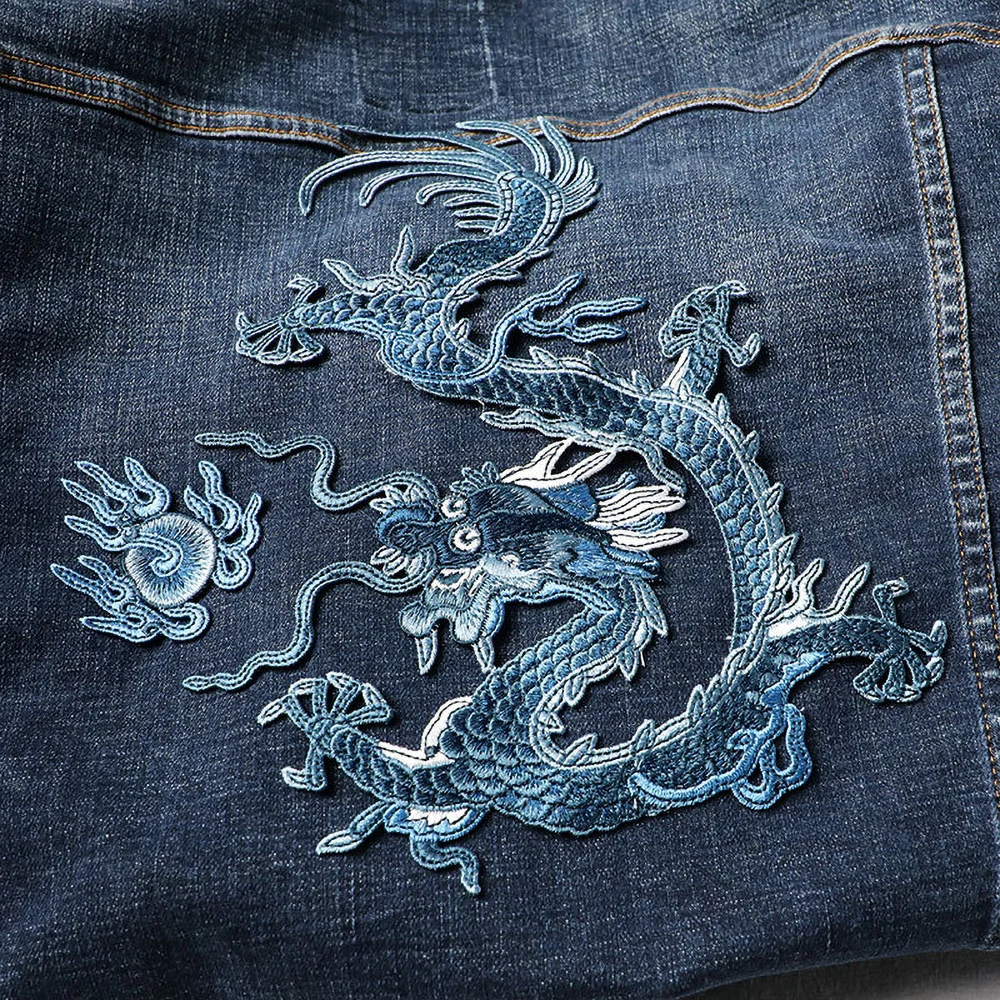 1 Piece 20*26.5cm Embroidery Dragon Patch for DIY, Sew on Clothes, Ethnic Style, Classical Decorations, Garment Accessories