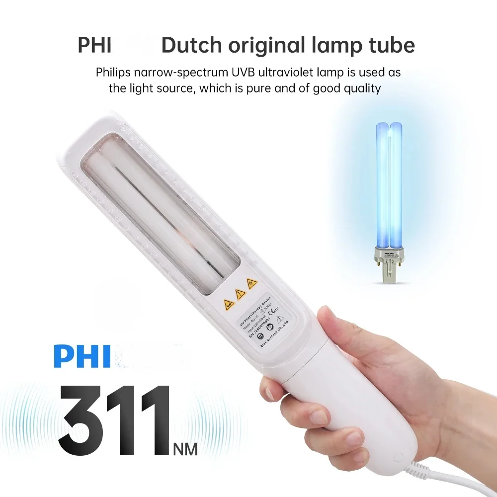 Lampe de Photothérapie Ultraviolette pour le Vitiligo, Appareil de Photothérapie pour les Maladies de la Peau et le Psoriasis, 311nm