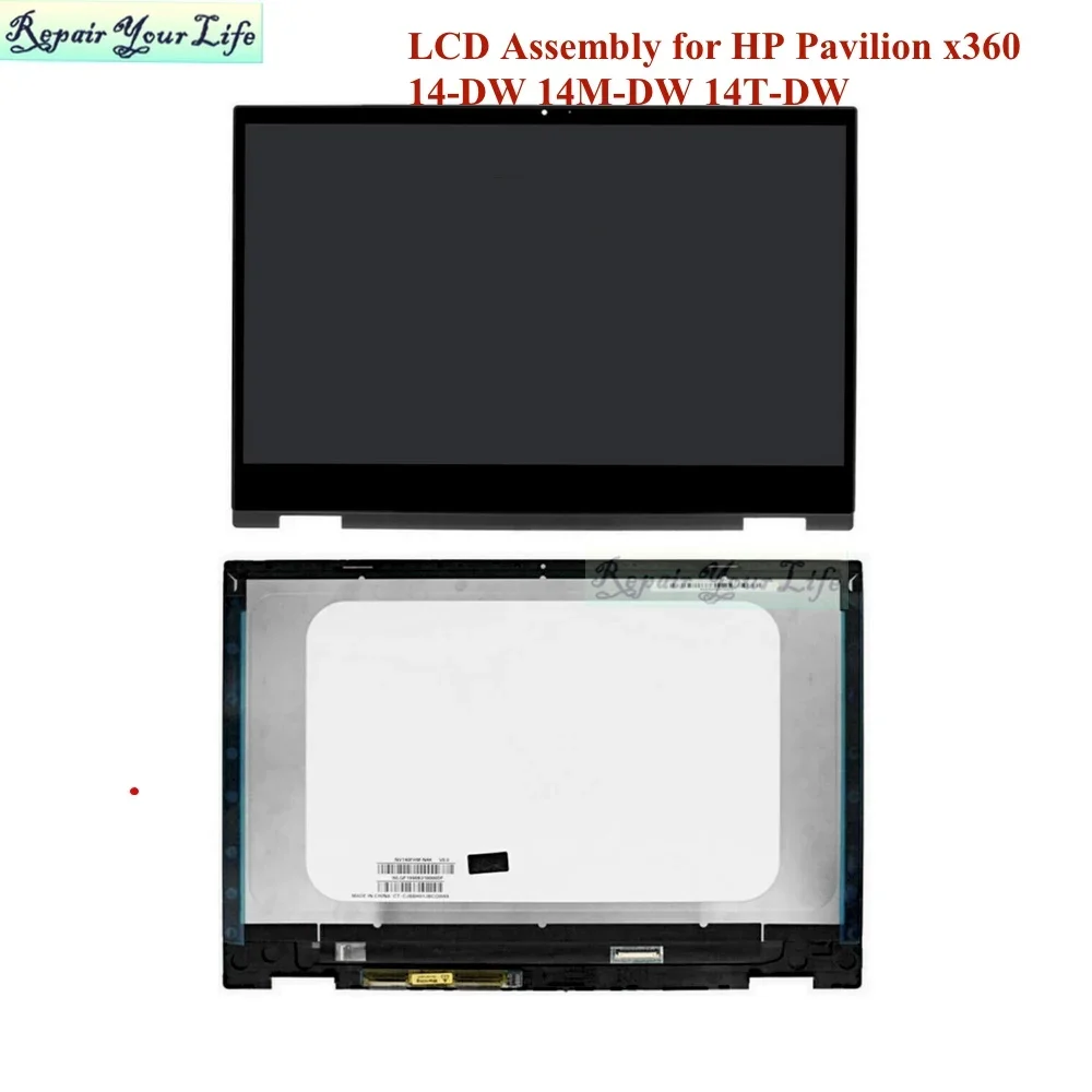 New Laptop LCD Screen Matrix Touch Assembly for HP Pavilion X360 14-DW 14M-DW 14T-DW DW000 DW0023 Dw1098 FHD 30 Pin Bezel Frame