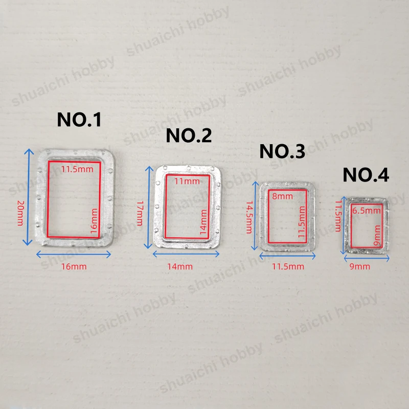 12PCS Alloy Square Porthole w PVC Lens Model Miniature Boat Windows Length 20/17/14.5/11.5mm for Simulated Ship Decorative Parts view 5