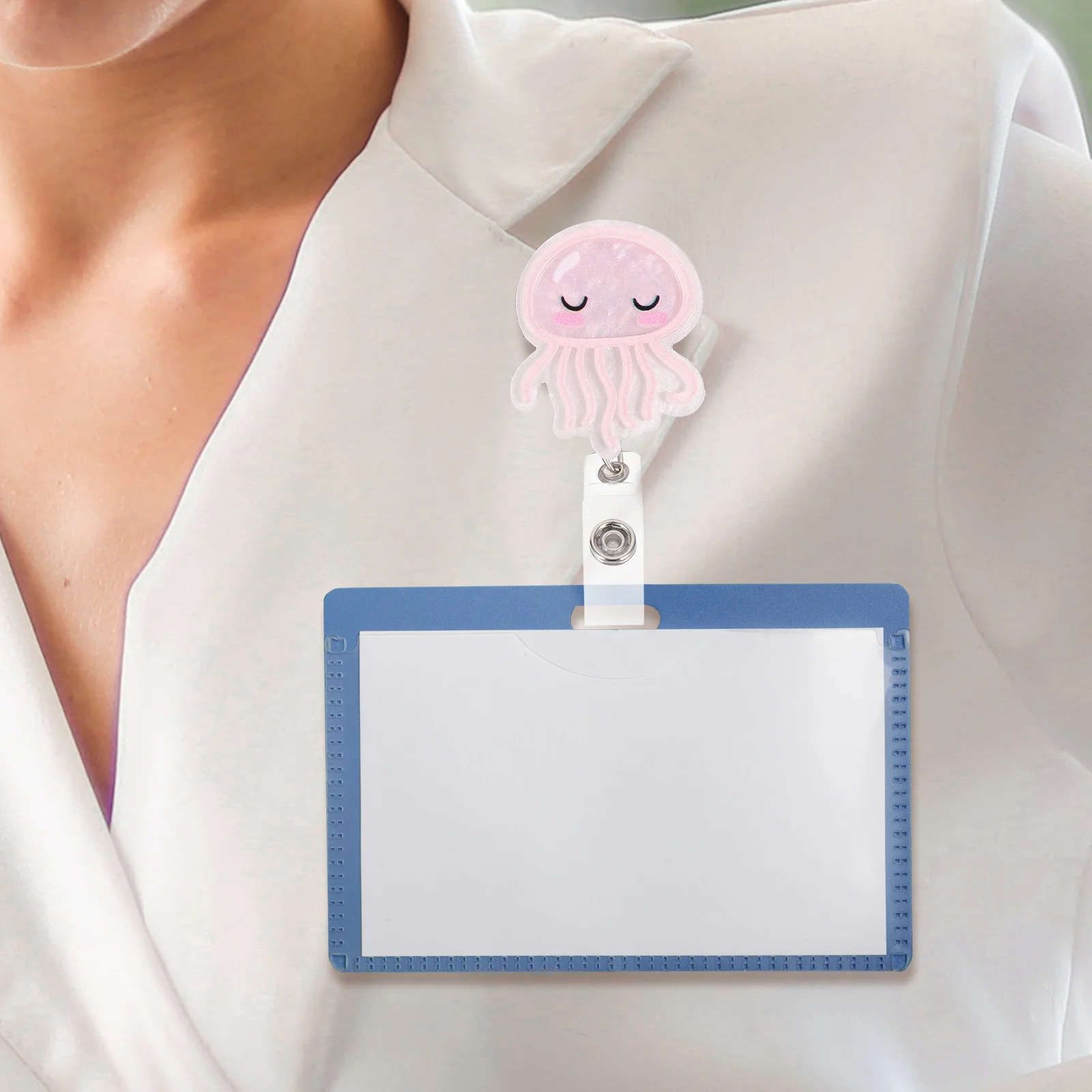 

Jellyfish Breastplate Badge Clips Retractable Reel Name Tag Holder Cute Lightweight Card Holder for Work