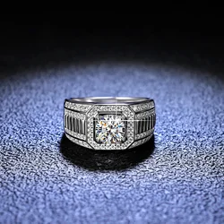 Men's Luxury Eternal 18K White Gold Rings With Credentials GRA Round Luxury 1 Carat VVS D Color Diamond Moissanite Wedding Rings