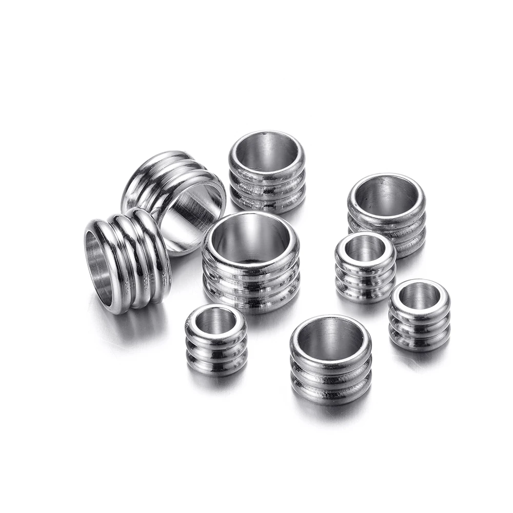 20pcs 3mm 5mm 6mm Stainless Steel Big Hole Spacer Beads DIY Charm Necklace Bracelet Jewelry Making Findings Accessories