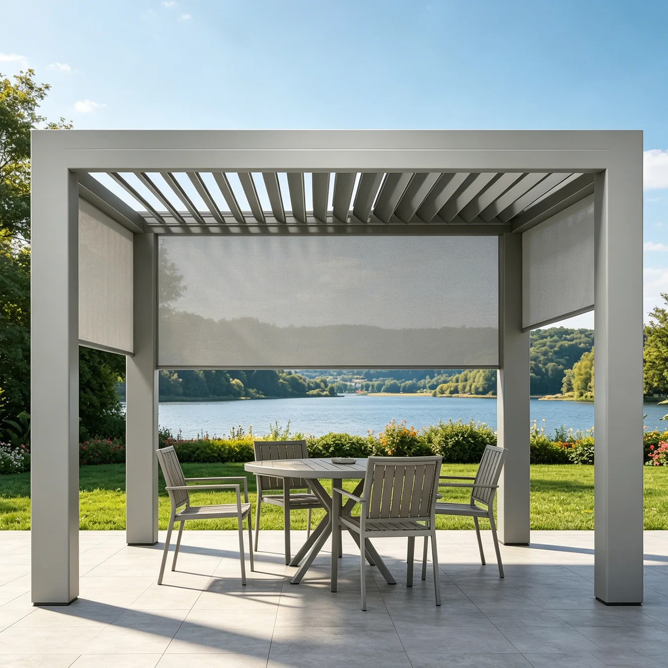 Custom Made Outdoor Aluminium Pergola Bioclimatique System, Outdoor Shade Structures, Modern Backyard Gazebos