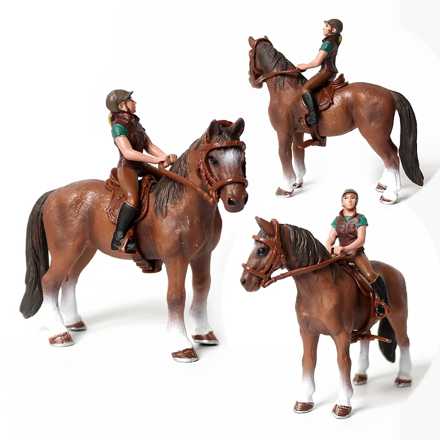 ม้า Playset ตุ๊กตาสัตว์ขี่ม้า Rider Action Figure ฟาร์มพลาสติกสัตว์ของเล่นม้านวนิยายของเล่นเด็กสําหรับของขวัญเด็ก