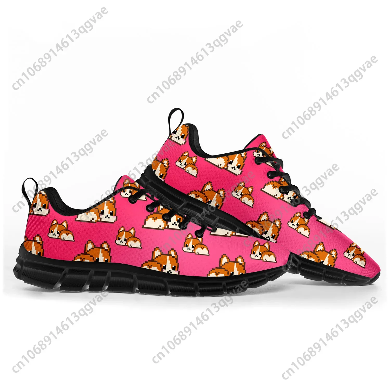 

Corgi Butt Cute Cartoon Sports Shoes Mens Womens Teenager Kids Children Sneakers Casual Custom High Quality Couple Shoes Black